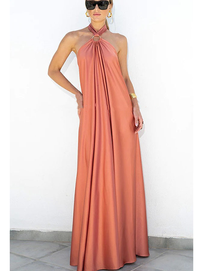 Halter Cross Straps Irresistible Desire Maxi Dress