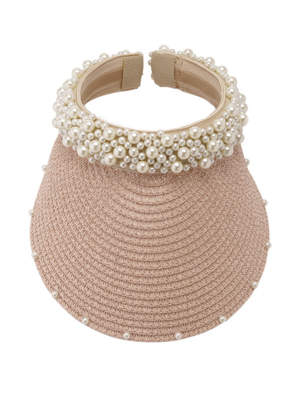 Beaded Decorated Sunscreen Straw Woven Breathable Cap