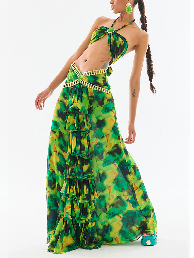 Green Halter Bikini and Cover Up