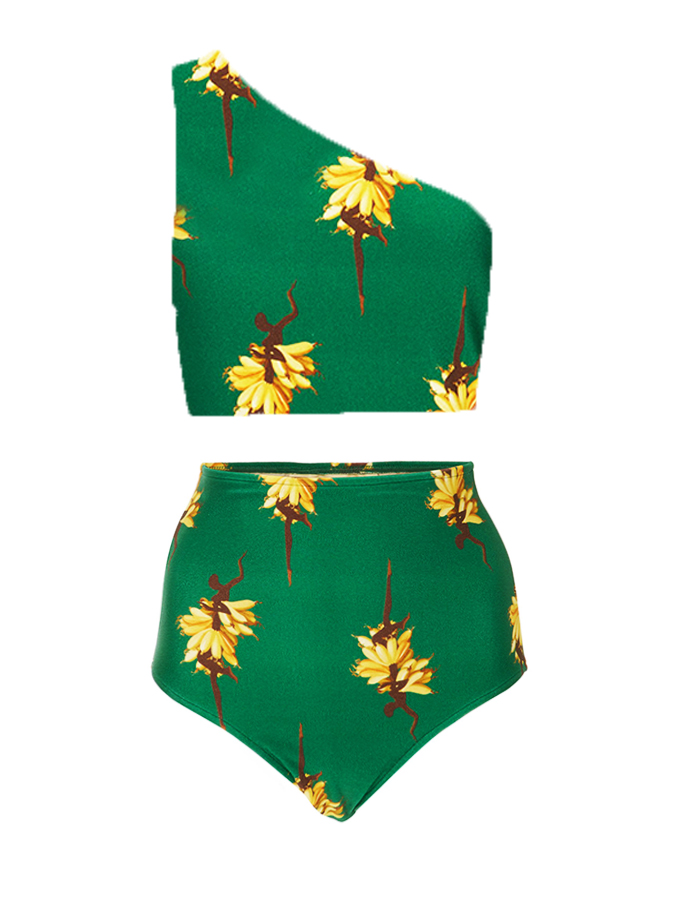 Cartoon Print One Piece Swimsuit and Cover Up