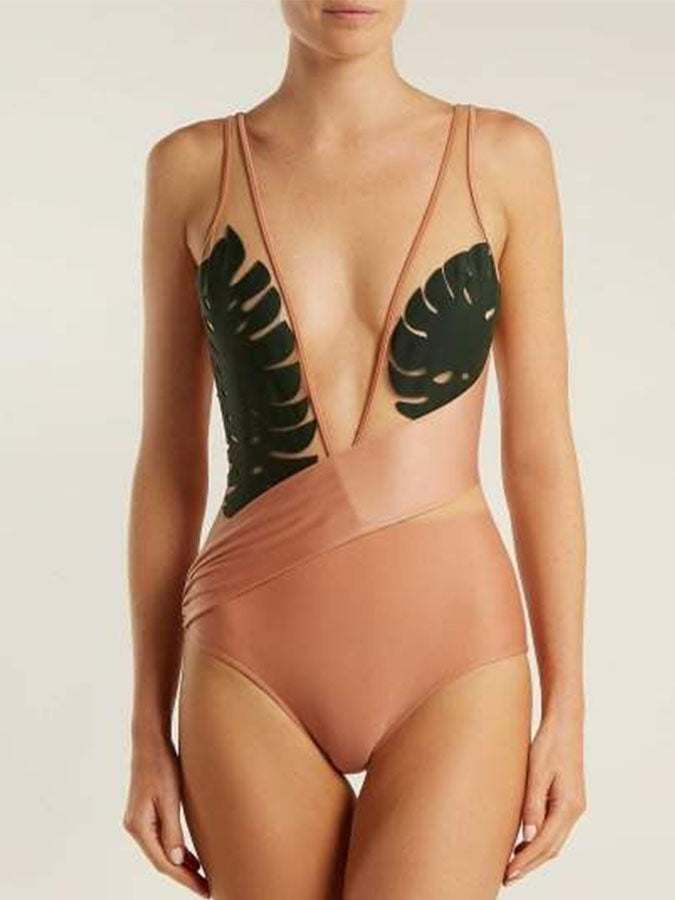 Fashion Sexy Deep V One Piece Swimsuit