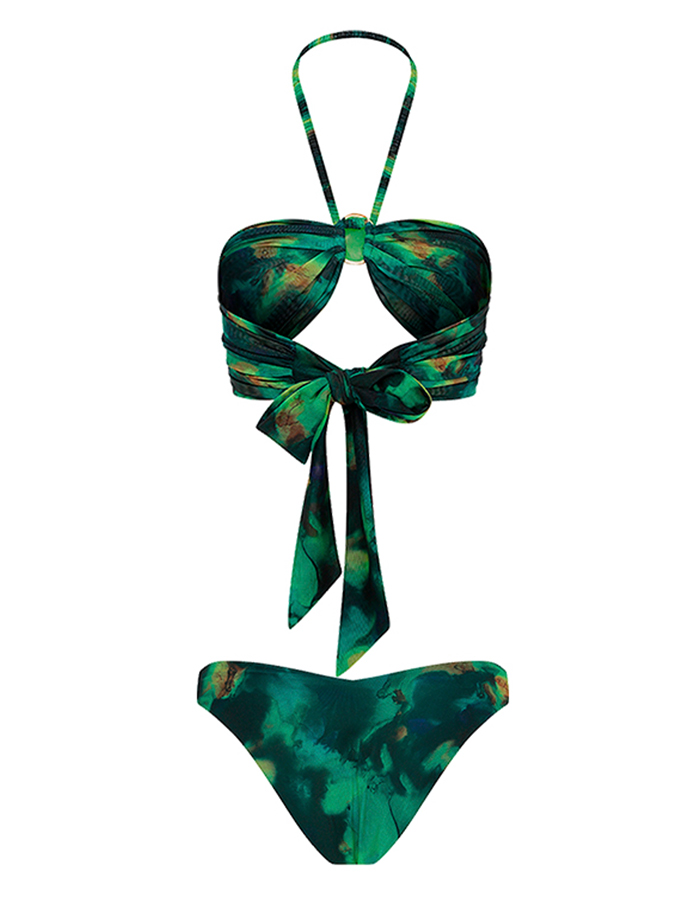 Green Halter Bikini and Cover Up