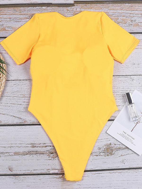 Sexy Deep V-Neck Slim Down One-Piece Swimwear