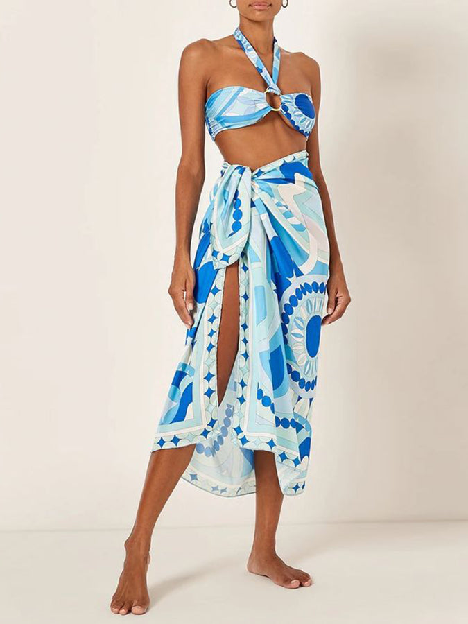 Fashion Halterneck Print Bikini Set