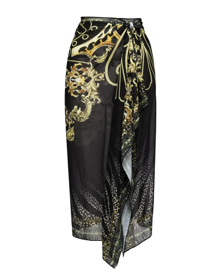 Ruffle Printed One Piece Swimsuit and Cover Up