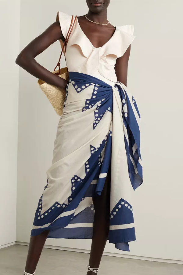 Solid Ruffle One-Piece Swimsuit