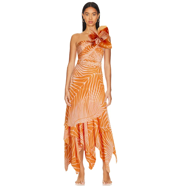 Botanical Print One Piece Swimsuits and Skirt