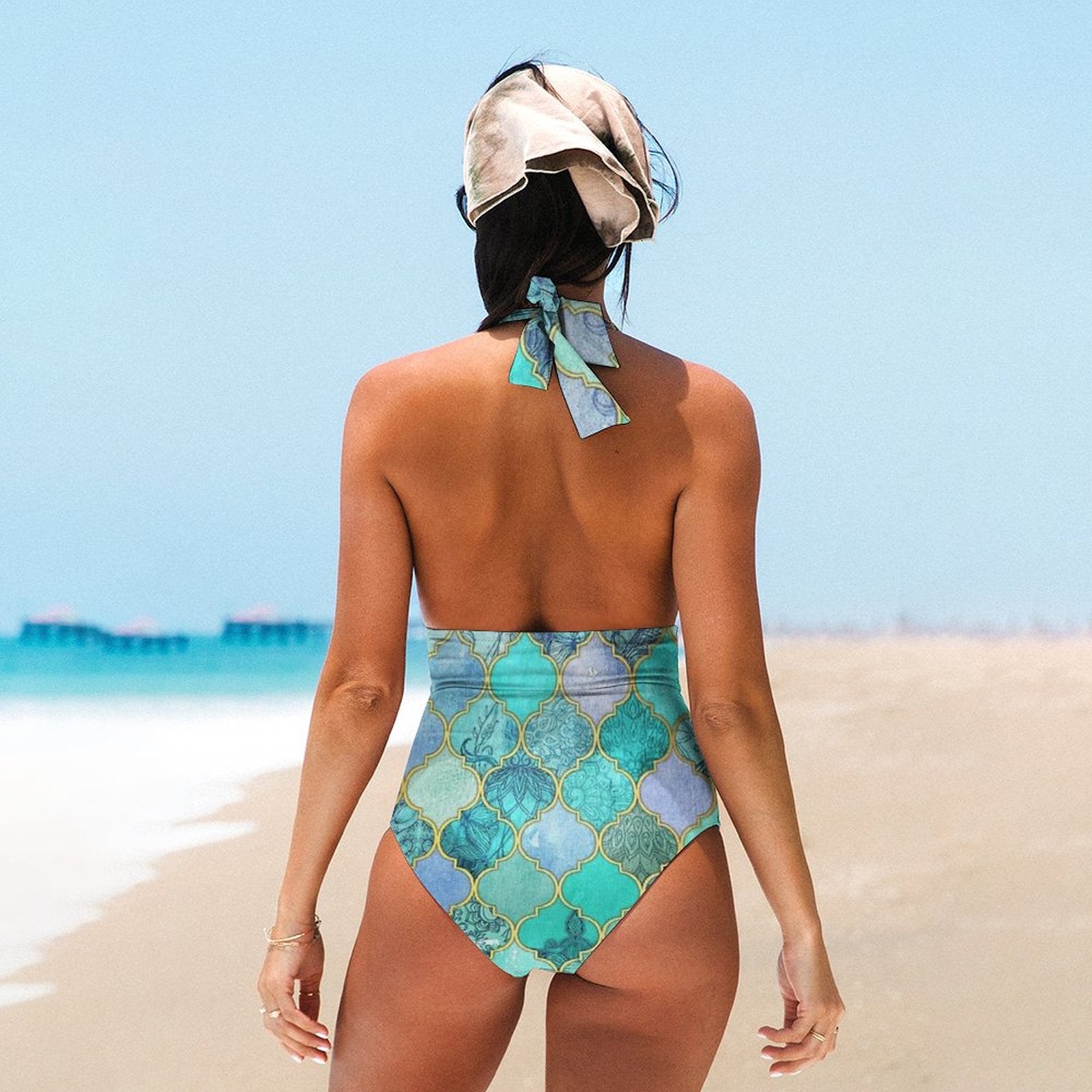 Casual Printed One Piece Swimsuit And Cover Up 2306102203