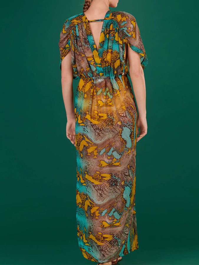 Vintage Snake Print One-Piece Swimsuit And Cover up