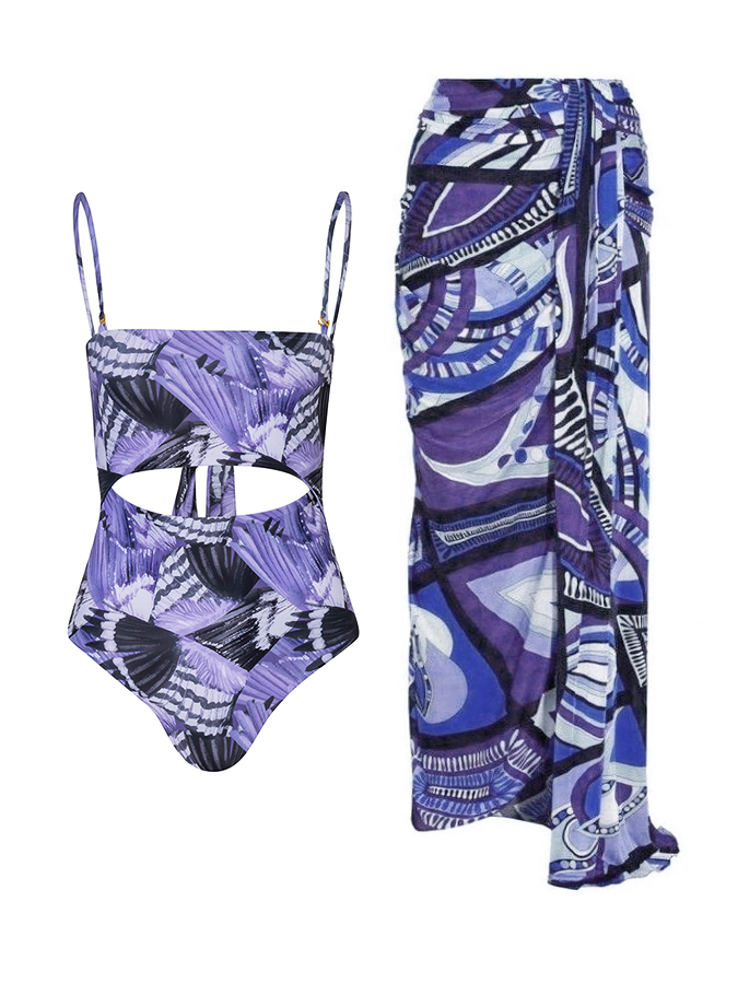 Botanical Print One Piece Swimsuits and Cover Up