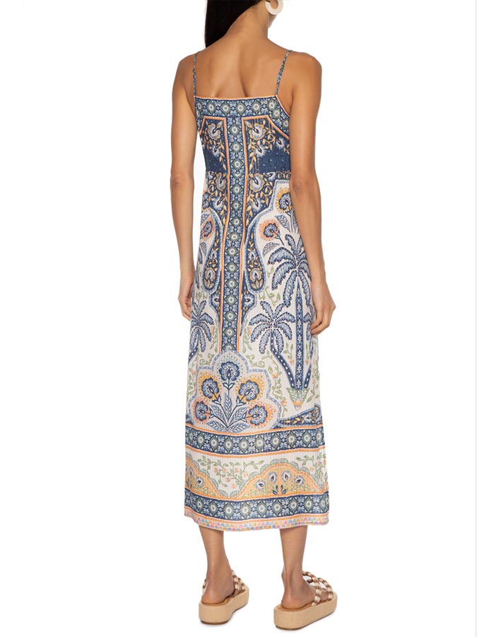 Vintage Ethnic Print One-Piece Swimsuit and Skirt