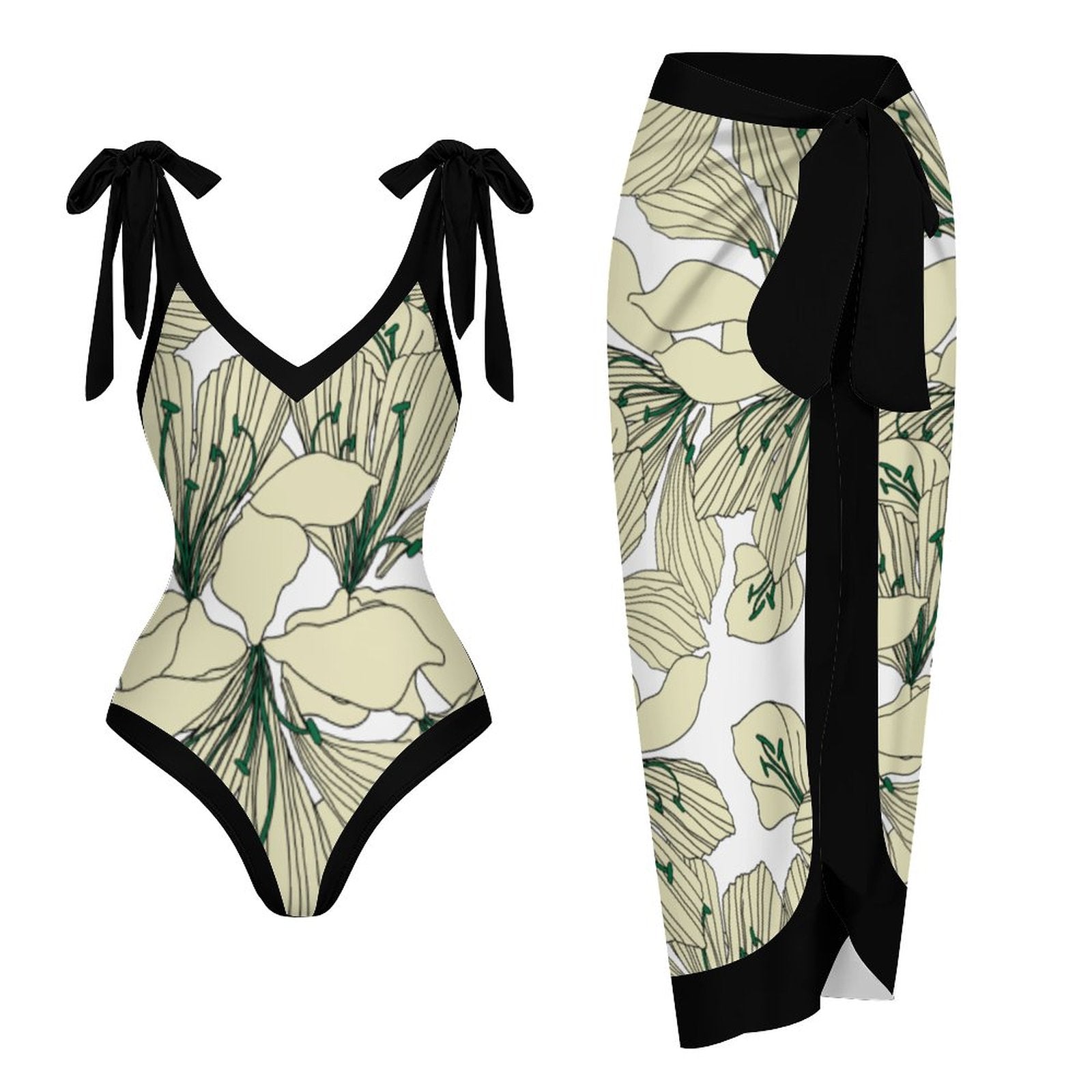 Casual Printed One-Piece Swimsuit And Cover Up 2305102501