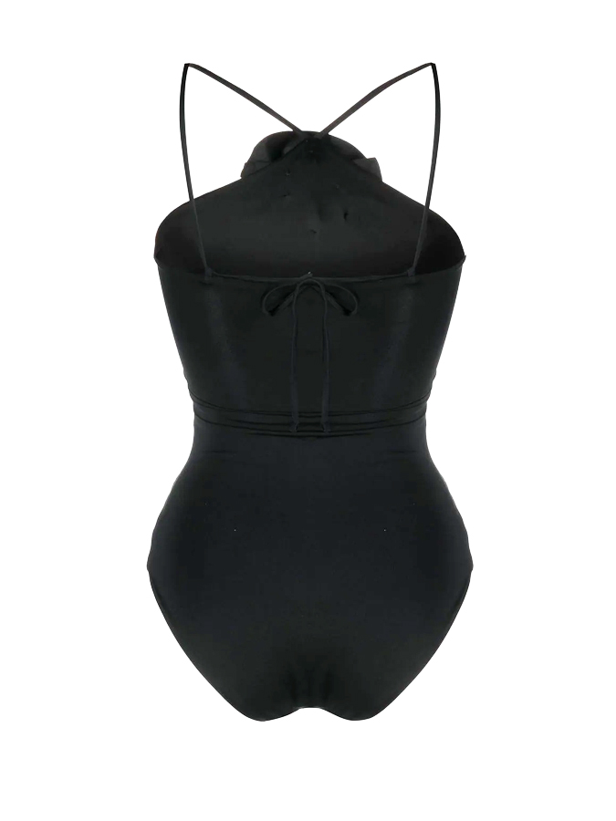 Plain Wrap Rose Embellished One Piece Swimsuit And Cover Up