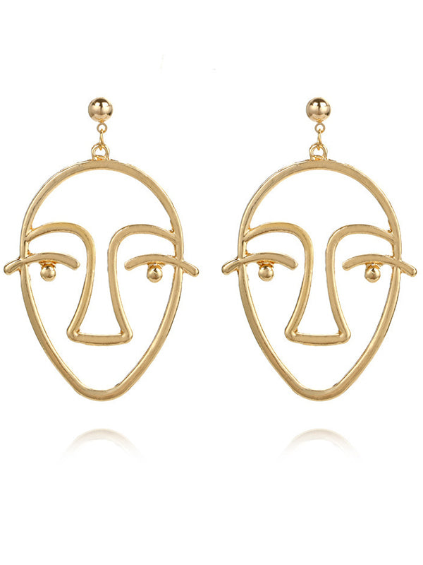 Fashion Creative Face Beaded Decorate Hollow Earrings