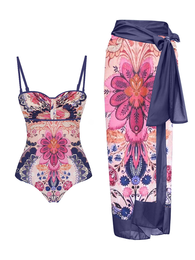 Fashion Printed Backless One Piece Swimsuit