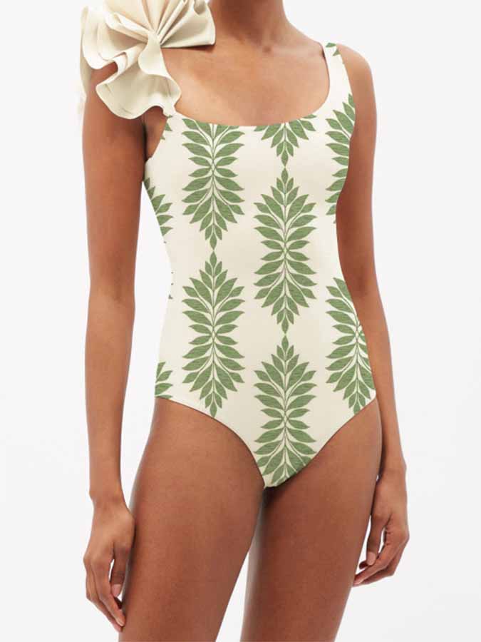 Fashion Print One-Shoulder One-Piece Swimsuit