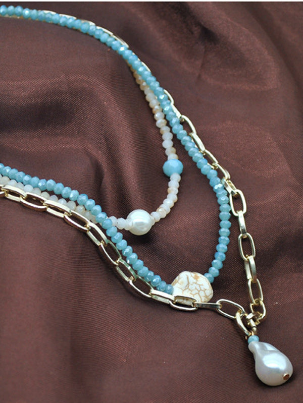 Punk Style Beaded Clavicle Fashion Multi-Layer Necklace