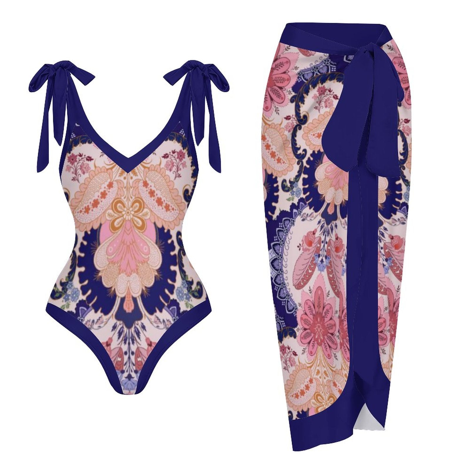 Casual Printed One Piece Swimsuit And Cover Up 2305105405