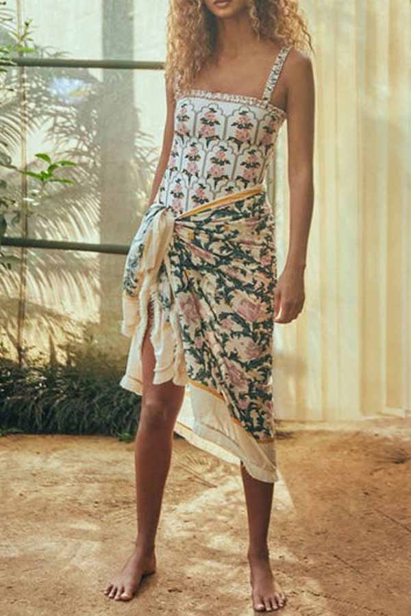 Floral One Piece Swimsuit And Coverup