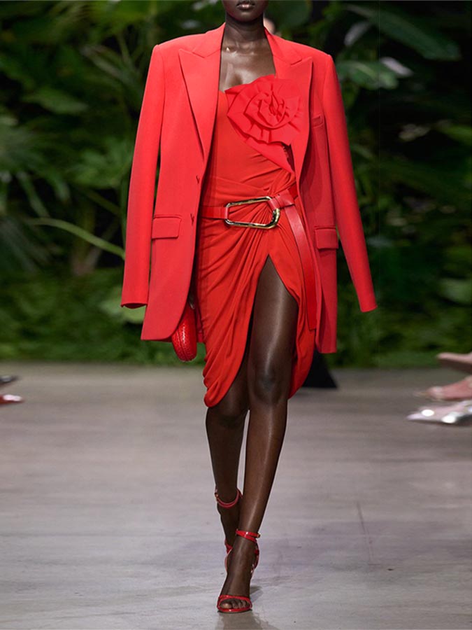 3D Flower Red One Piece Swimsuit and Cover Up