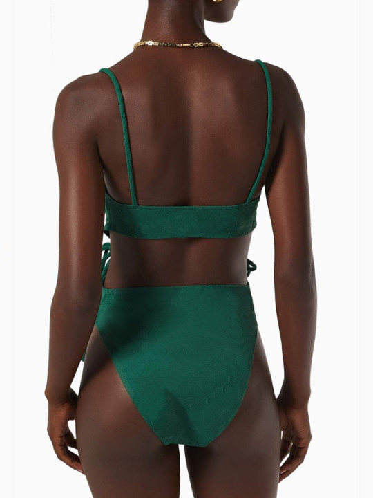 Solid Color Cut Design One Piece Swimsuit