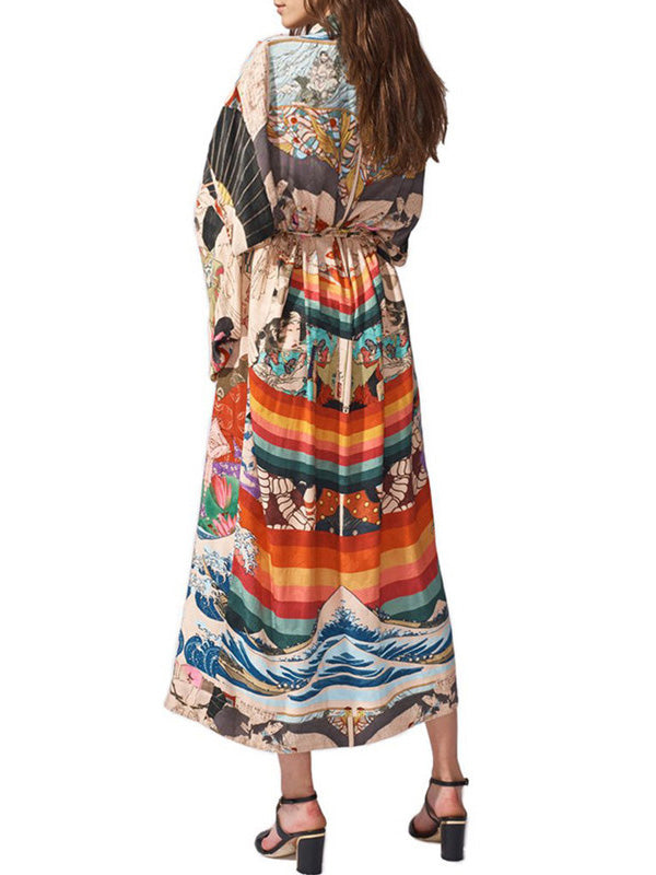 Quick-Drying Kimono Printing Loose Cardigan Cover-Up Swimwear
