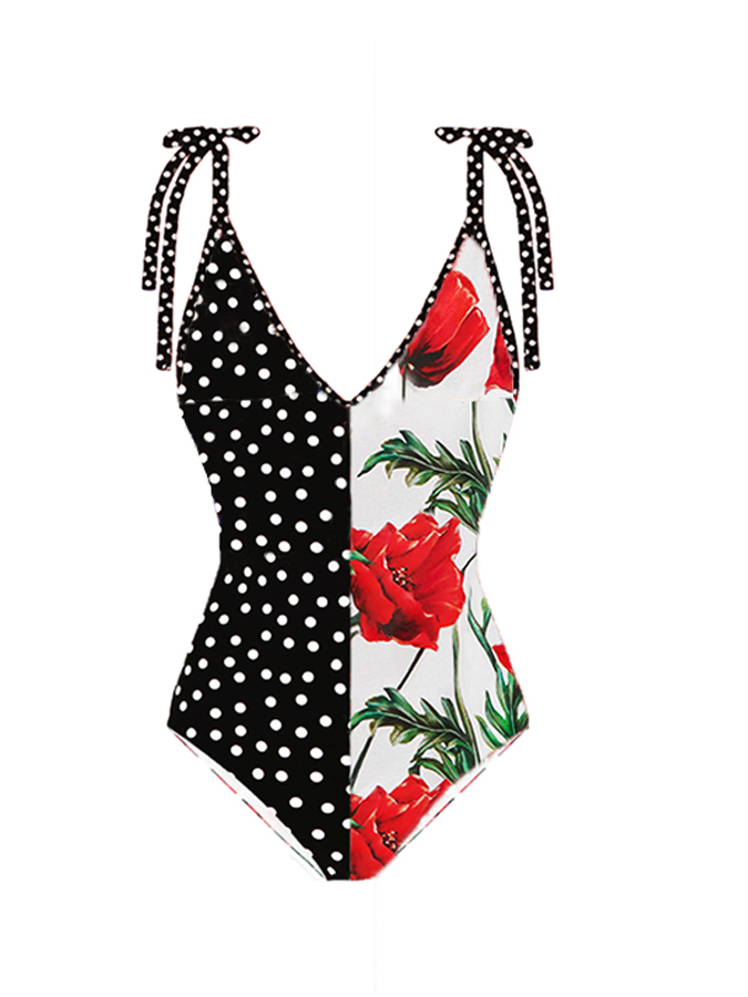 Floral Print One Piece Swimsuit and Cover Up