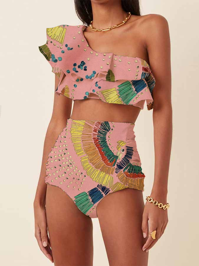 One-Shoulder Ruffled Bikini