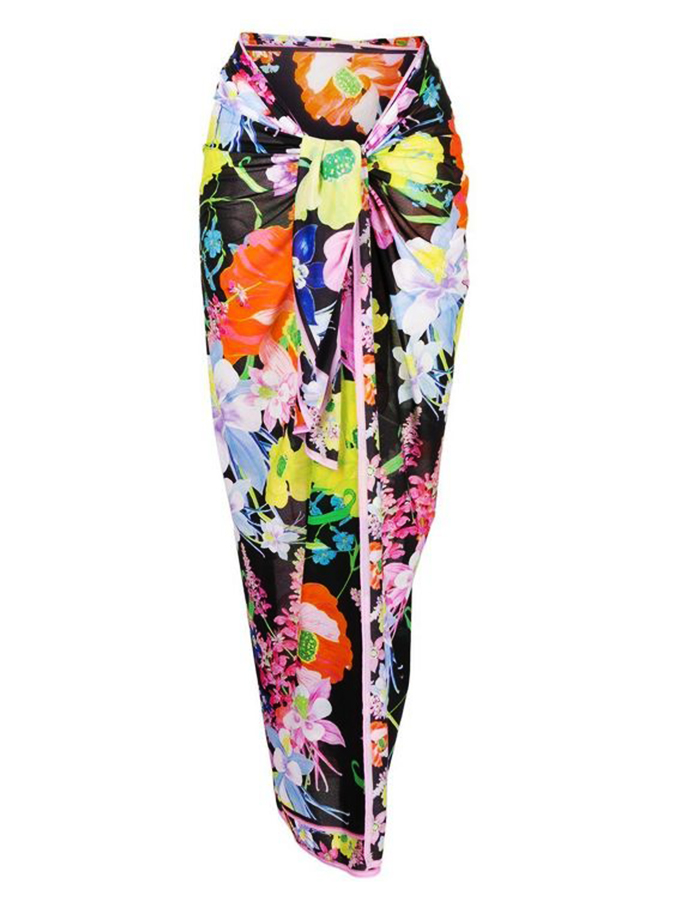 Floral Print One Piece Swimsuit and Cover Up