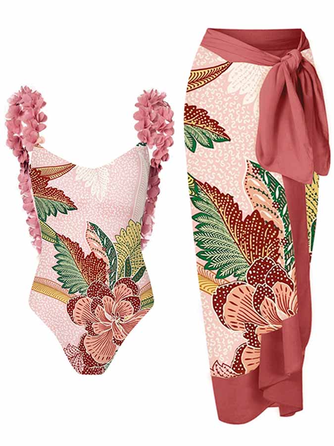 Floral Colorblock Print One-Piece Swimsuit
