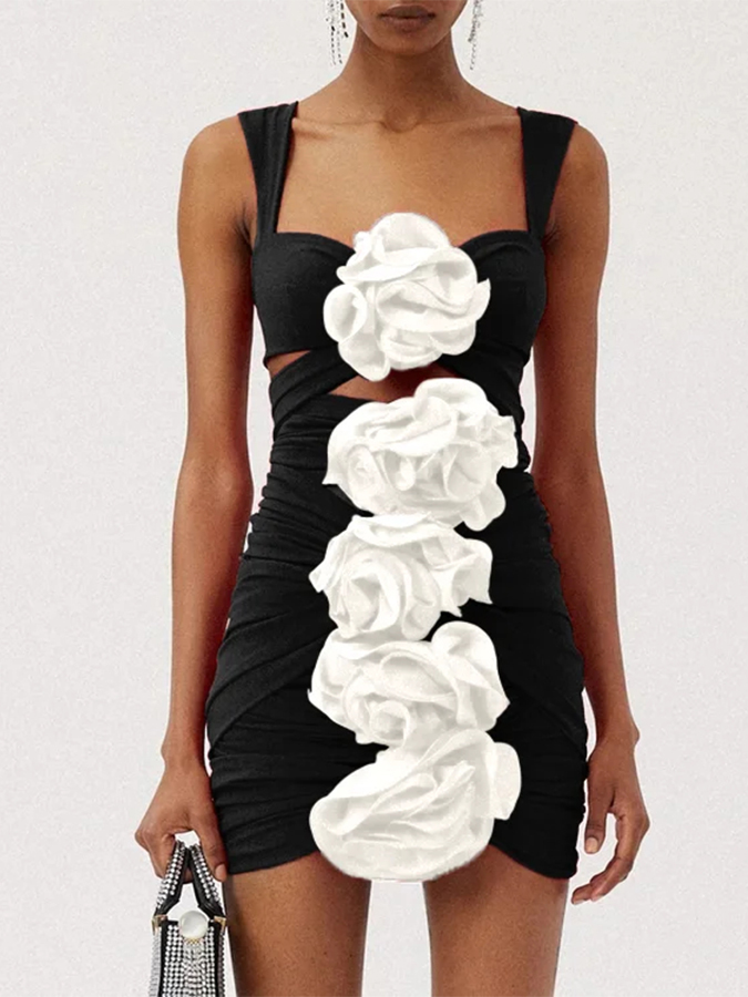 3D Flower Cutout One Piece Swimsuit