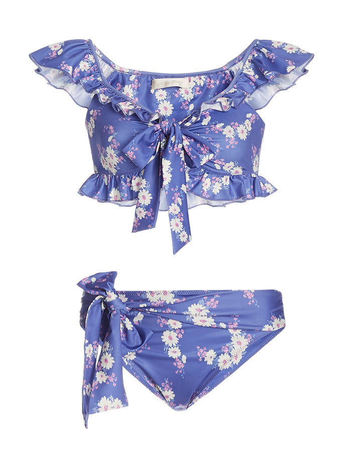 Fashion Floral Print Ruffled Bikini Set