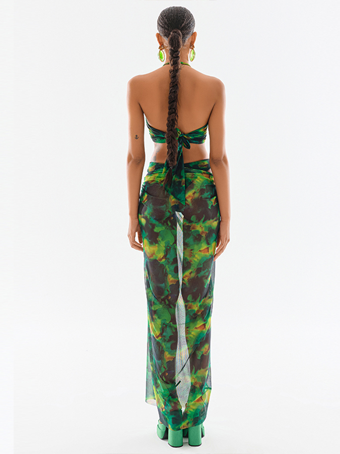 Green Halter Bikini and Cover Up