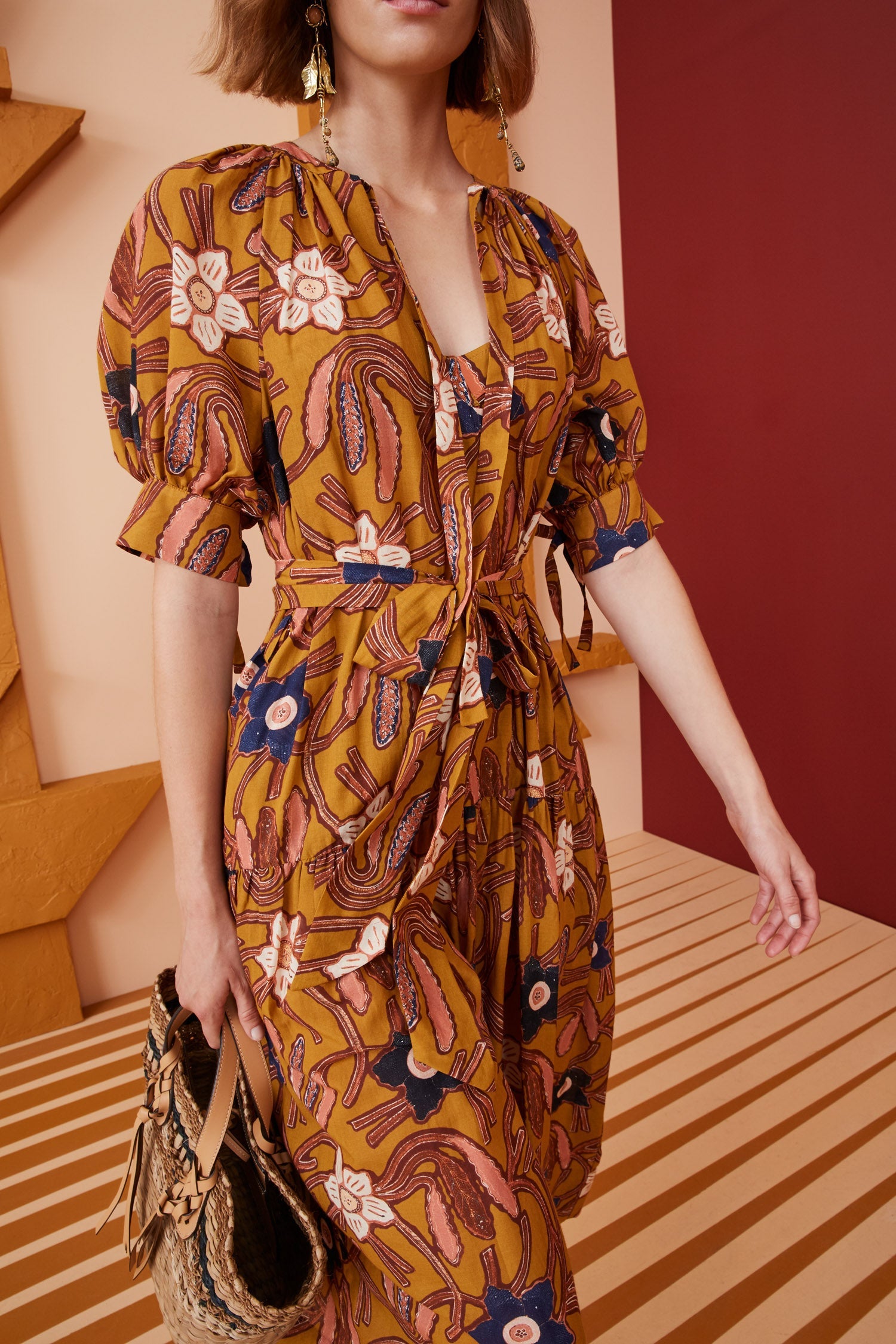 Printed Bikini And Short-sleeve Dress