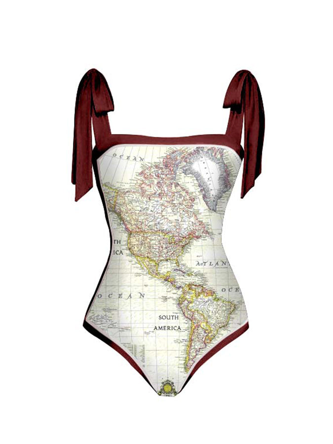 Printed Lace Up Chic One Piece Swimsuit