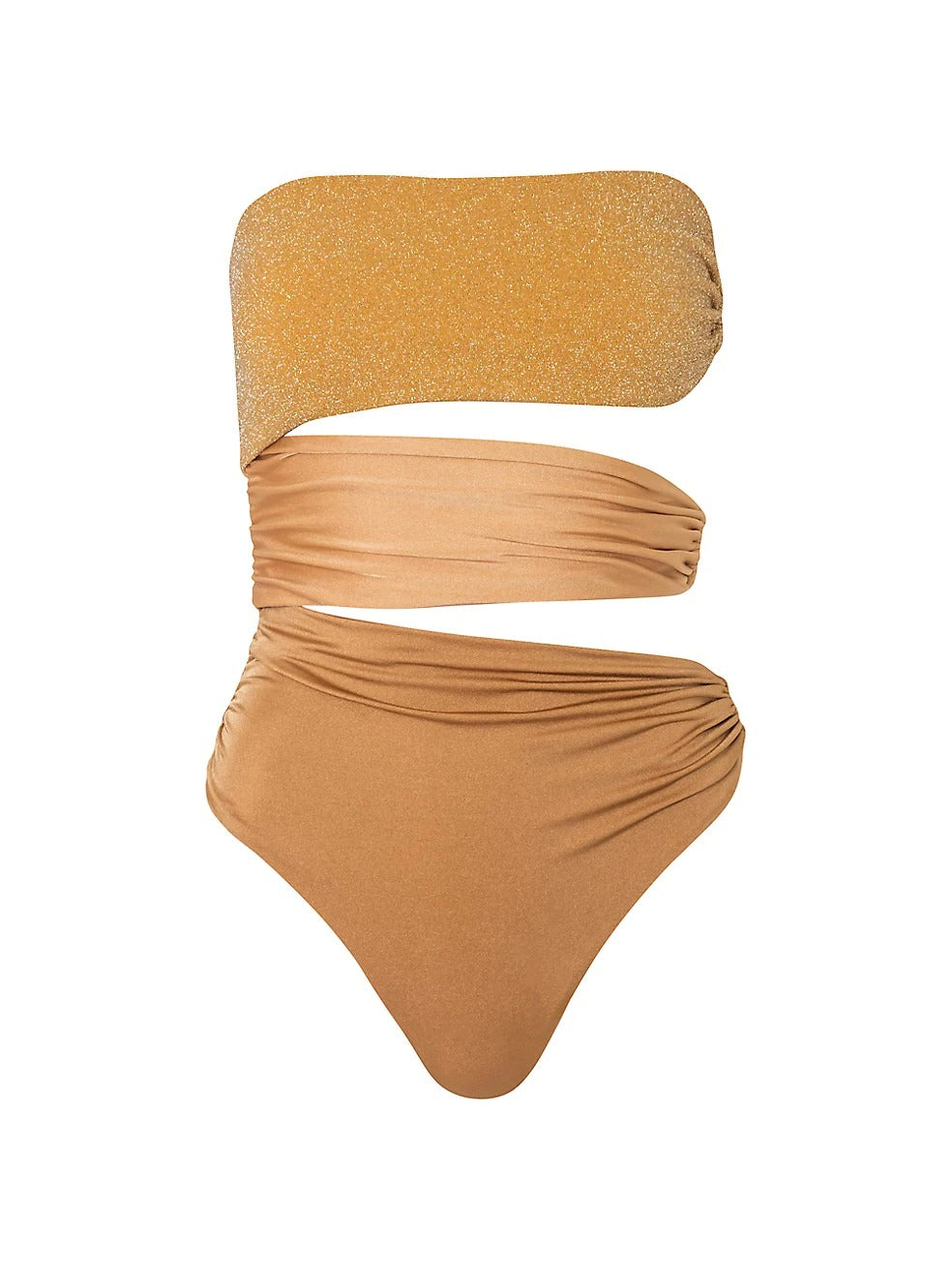Gold Strapless Cut-Out One-Piece Swimsuit