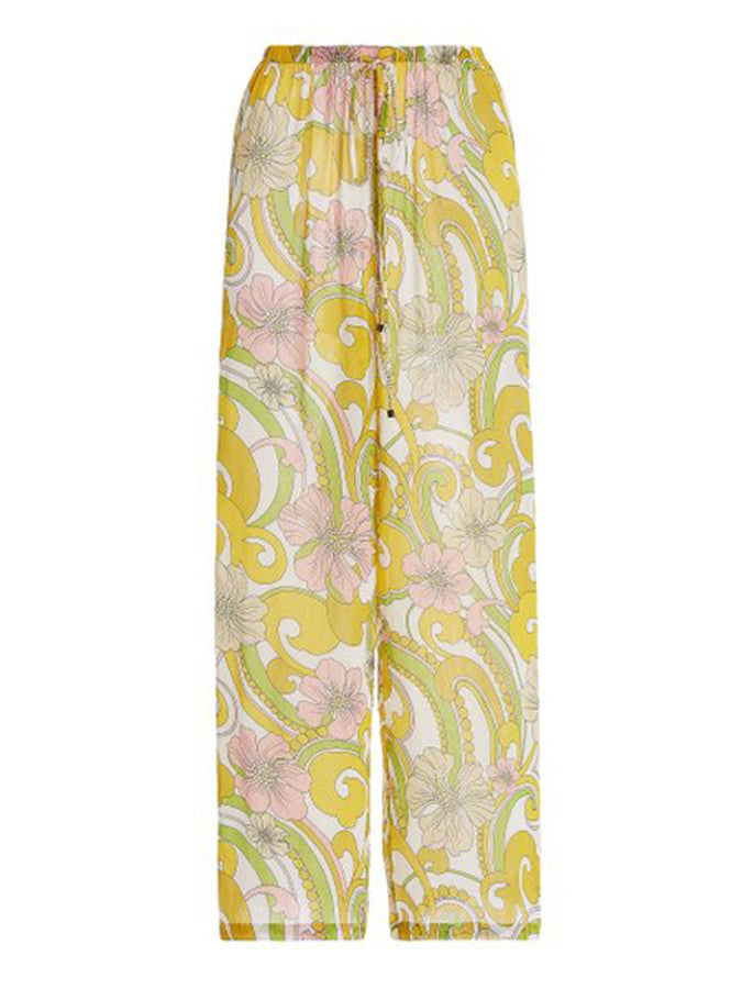 Yellow Printed Split Swimsuit