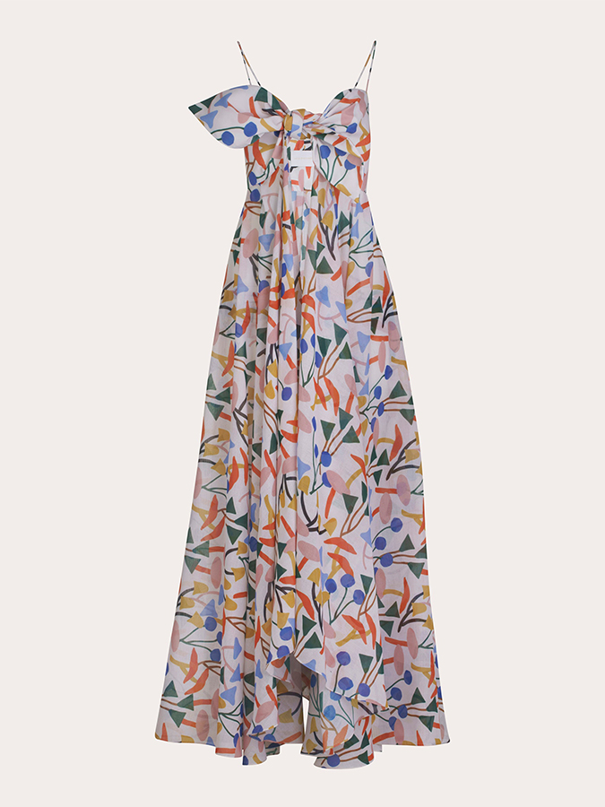 Lace-up Fashion Print Dress and Swimsuit Bottom