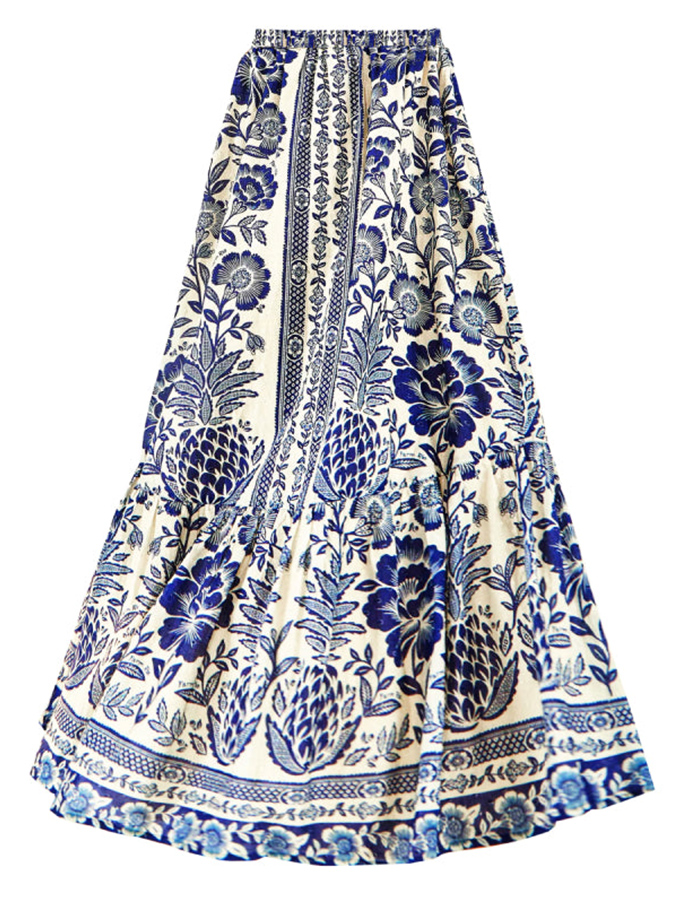 Ruffled Colorblock Print Swimsuit Set