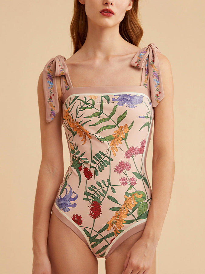 Reversible Tie-Shoulder One Piece Swimsuit