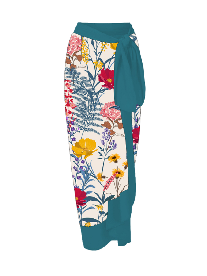 V-neck Hollow Printed Fashion One-Piece Swimsuit