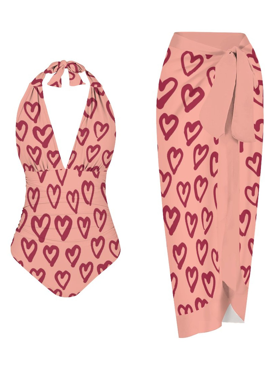 Casual Printed One Piece Swimsuit And Cover Up 2306103128