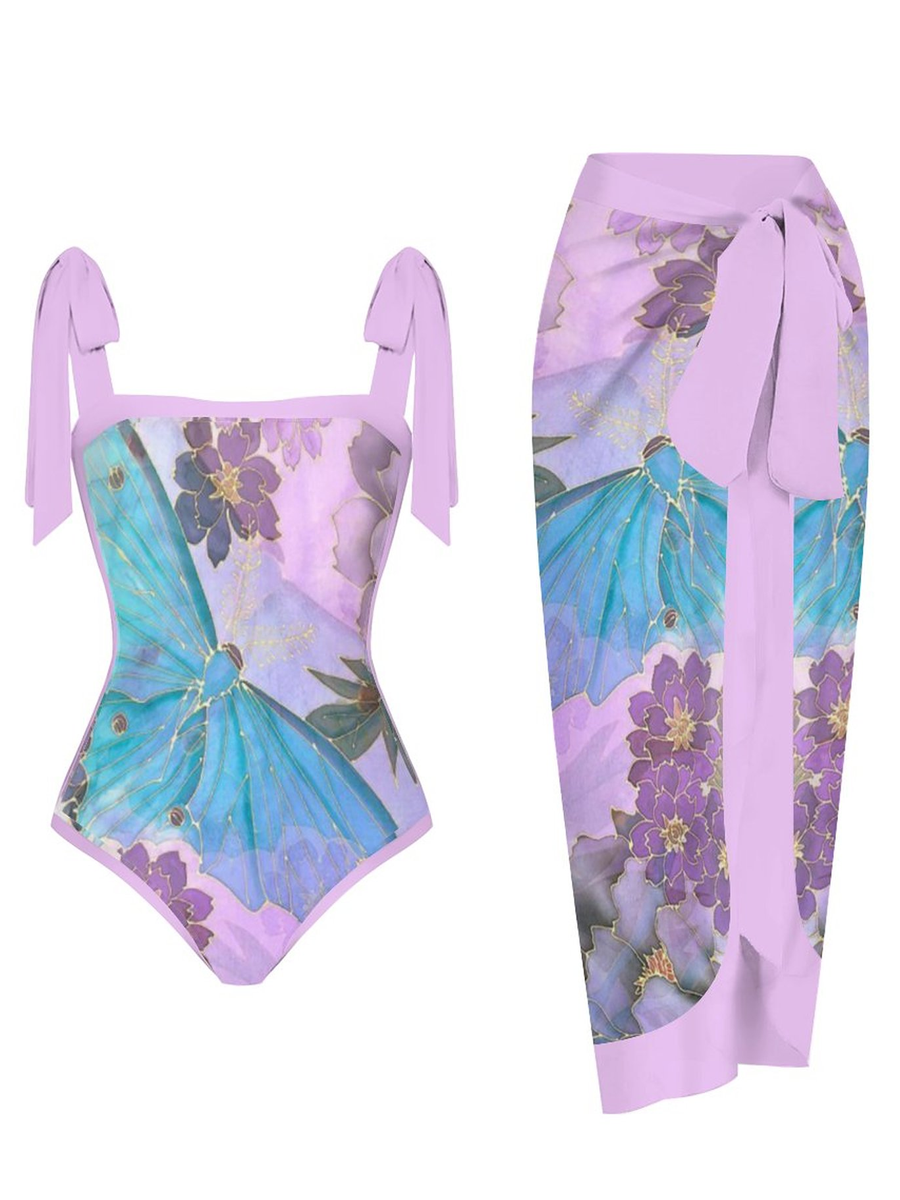 Fashion Printed One Piece Swimsuit And Cover Up 2306103852