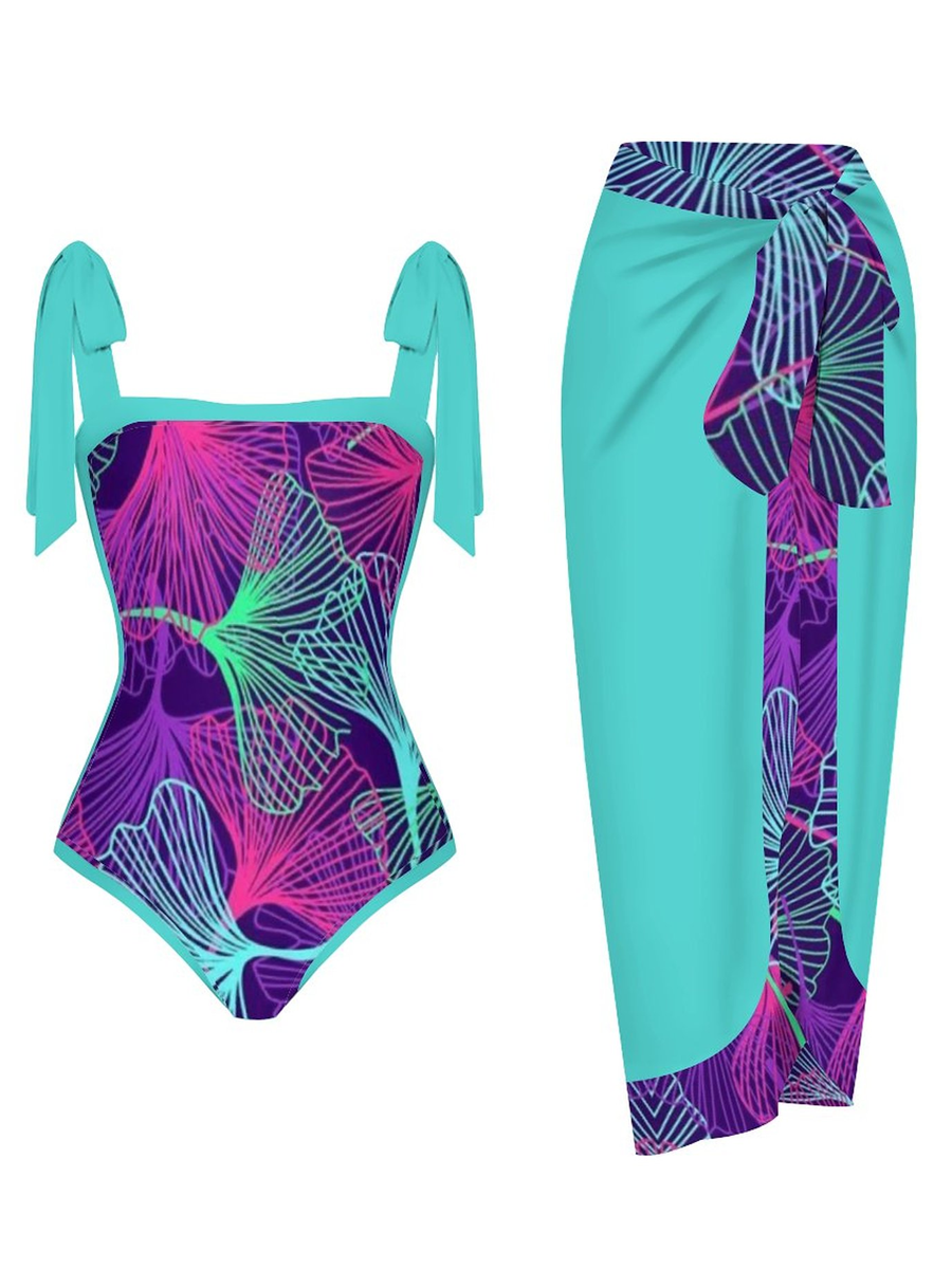 Fashion Printed One Piece Swimsuit And Cover Up 2306103834