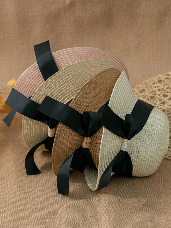 Sunscreen Straw Bow-Knot Woven Breathable Foldable Beach Hat
