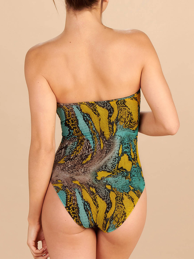 Vintage Snake Print One-Piece Swimsuit And Cover up
