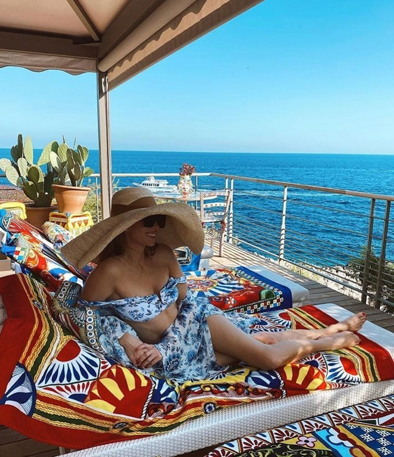 Three-Piece Set Printed Swimsuit and Cover-Up