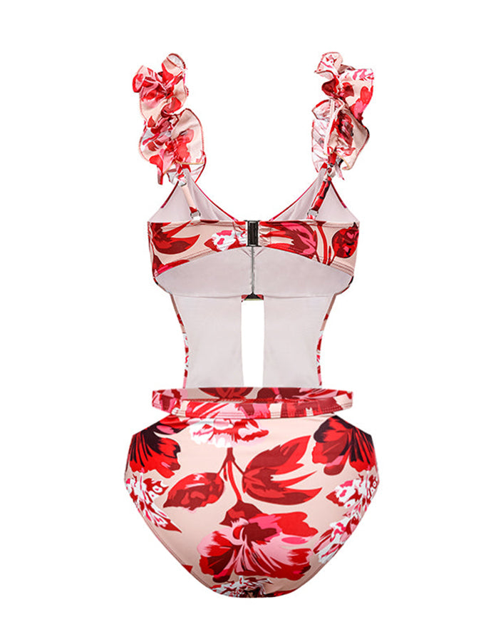 Printed Cutout Fashion One Piece Swimsuit