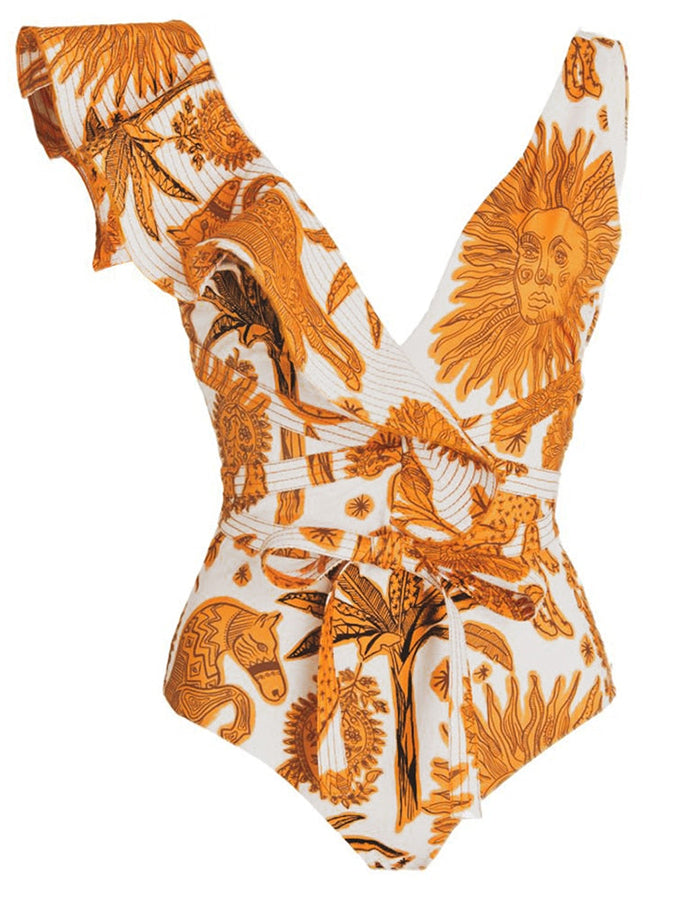 Fashion Print One Piece Swimsuit and Cover Up