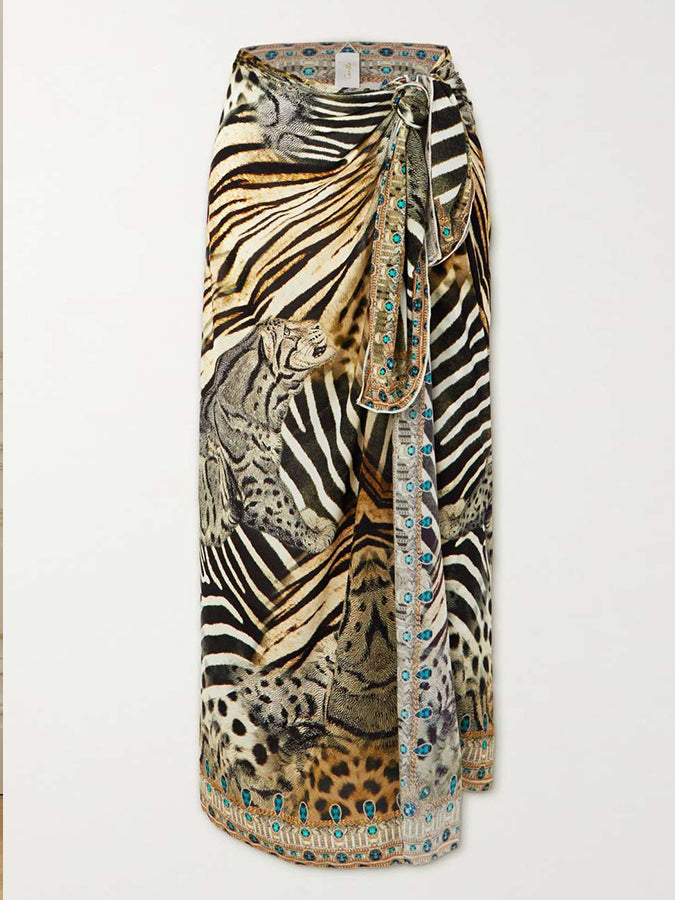 Vintage V-Neck Animal Print Beach One-Piece Swimsuit